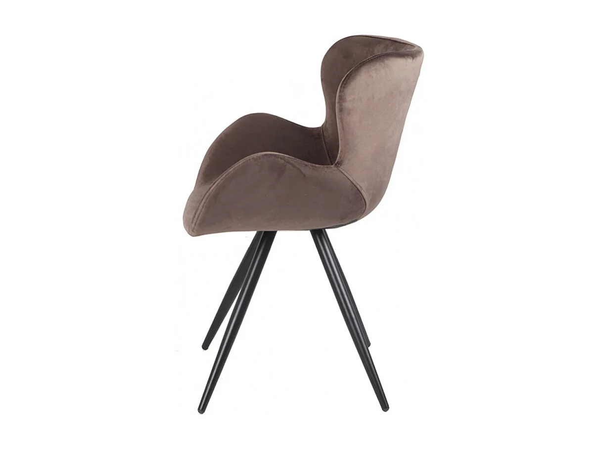 Lot de 2 chaises style scandinave velours marron et métal noir - LOTUS