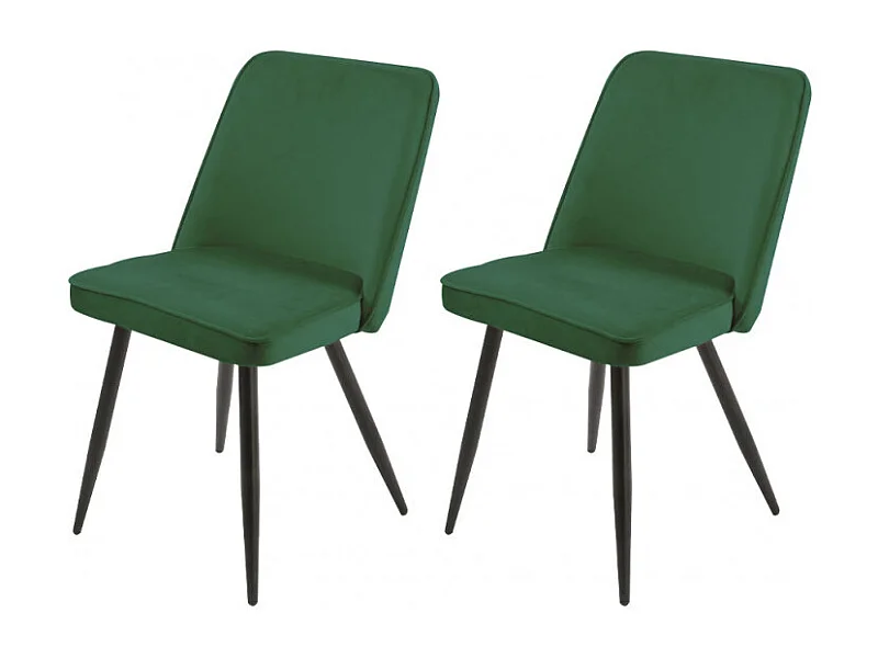 Lot de 2 chaises en velours vert avec piètement en métal noir - TELLY