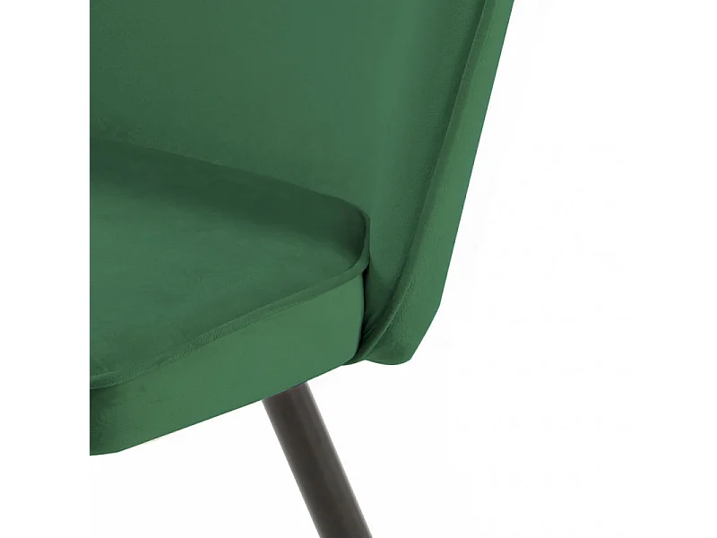 Lot de 2 chaises en velours vert avec piètement en métal noir - TELLY