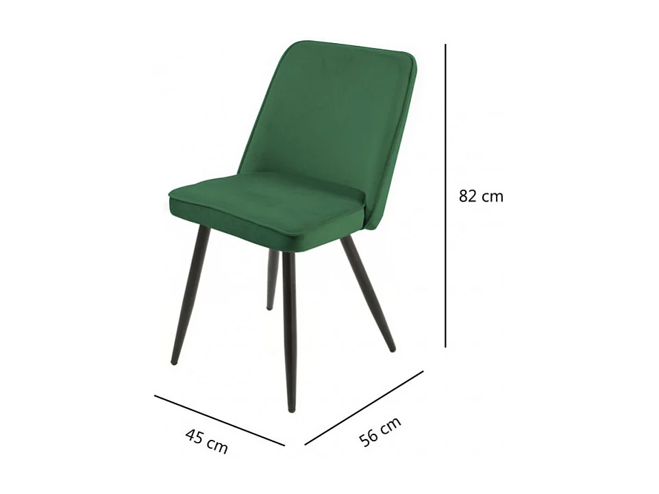Lot de 2 chaises en velours vert avec piètement en métal noir - TELLY