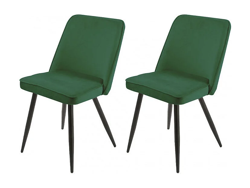 Lot de 2 chaises en velours vert avec piètement en métal noir - TELLY