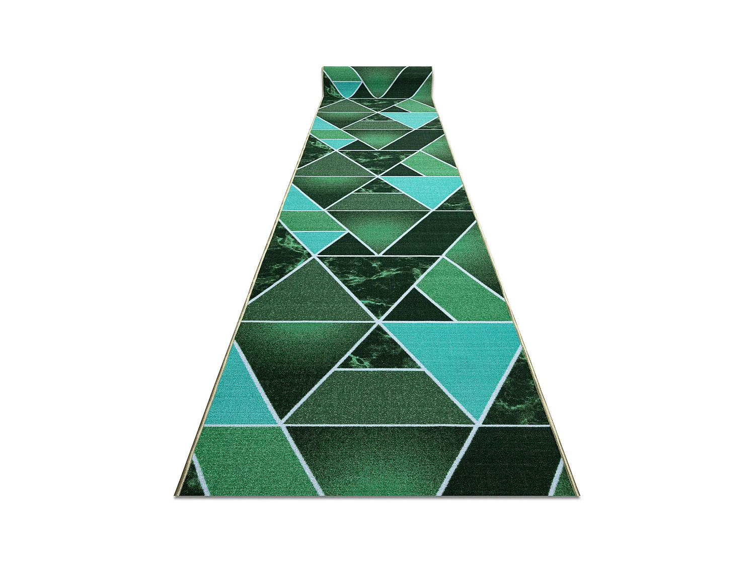 Loper antislip TRÓJKĄTY driehoeken, gom groen 90x230 cm