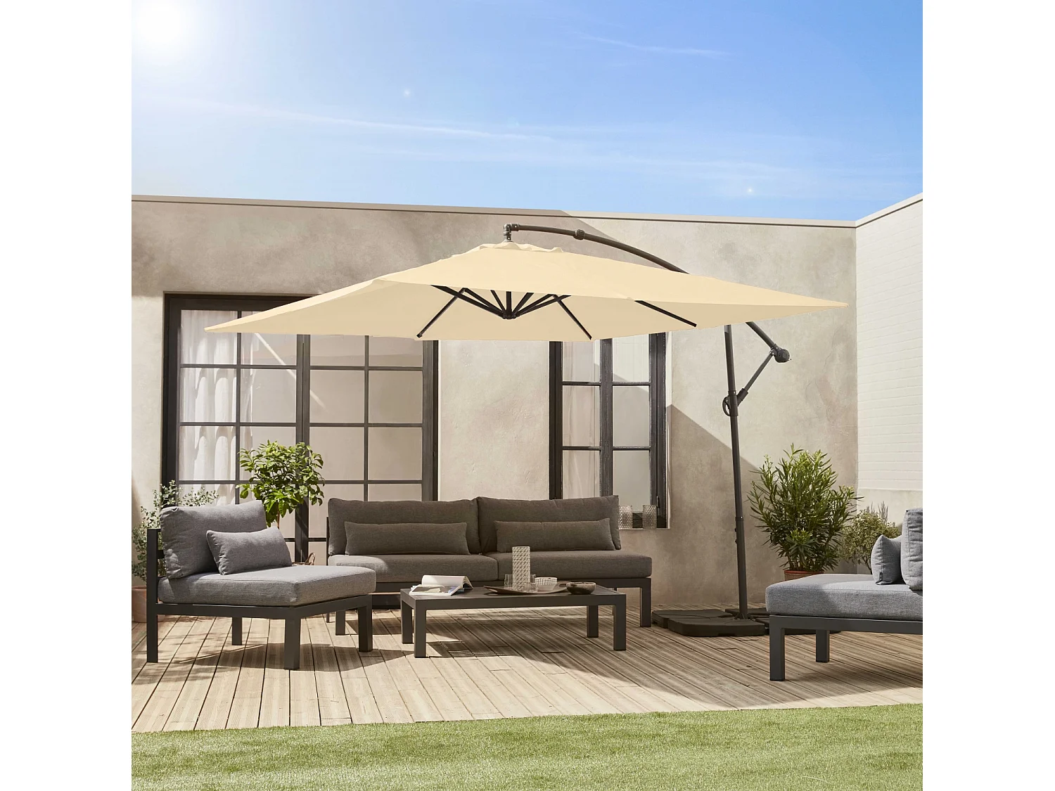 Ombrellone quadrato offset 3x3m, beige