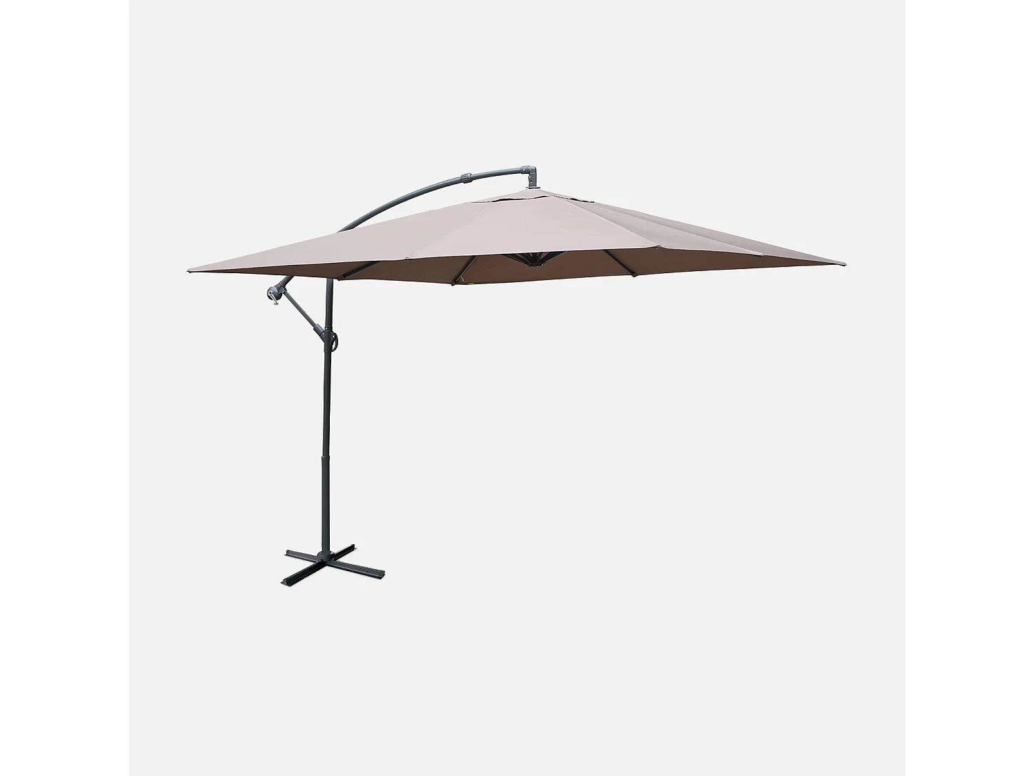 Parasol déporté carré 3x3m - Hardelot 3x3m - Taupe - Manivelle anti-retour | Toile déperlante | Facile à utiliser