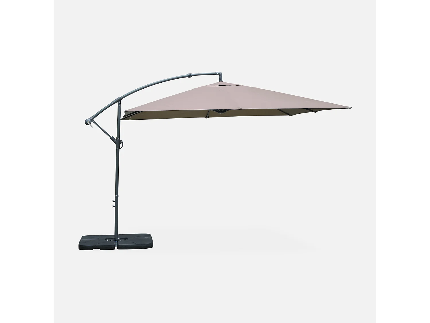 Parasol déporté carré 3x3m - Hardelot 3x3m - Taupe - Manivelle anti-retour | Toile déperlante | Facile à utiliser