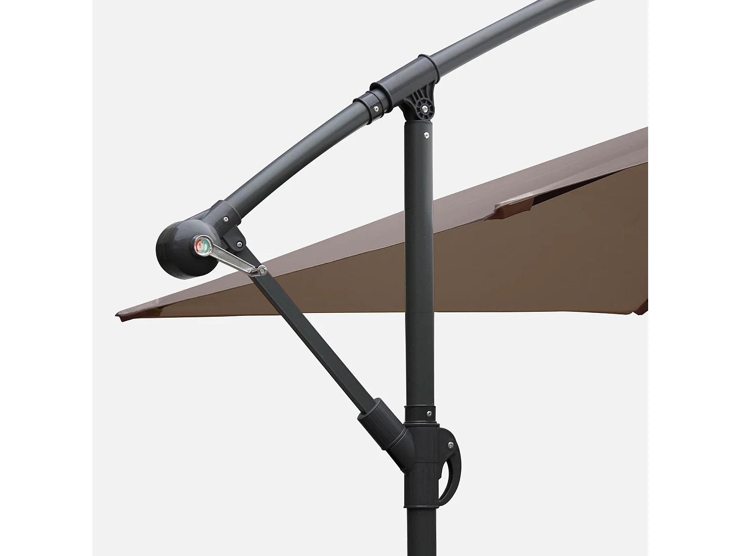 Parasol déporté carré 3x3m - Hardelot 3x3m - Taupe - Manivelle anti-retour | Toile déperlante | Facile à utiliser