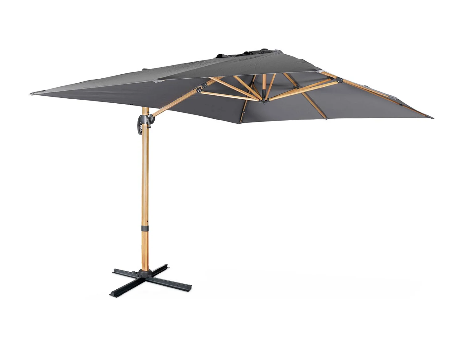 Parasol déporté rectangulaire 3x4m - Wimereux - gris- Parasol excentré inclinable dans 5 positions. rotatif à 360°.