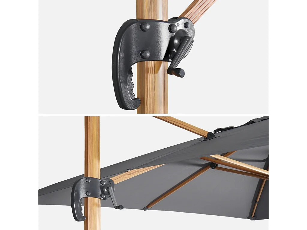 Parasol déporté rectangulaire 3x4m - Wimereux - gris- Parasol excentré inclinable dans 5 positions. rotatif à 360°.