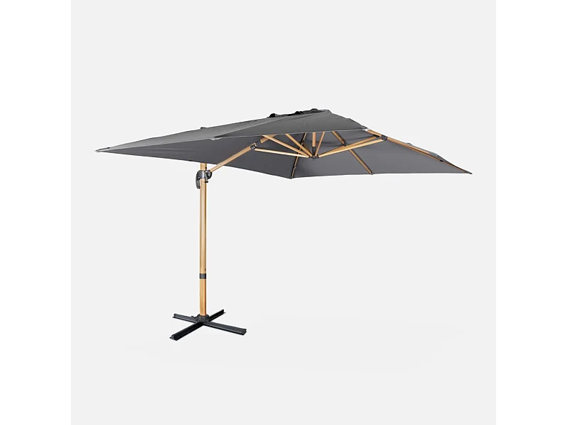 Parasol déporté rectangulaire 3x4m - Wimereux - gris- Parasol excentré inclinable dans 5 positions. rotatif à 360°.