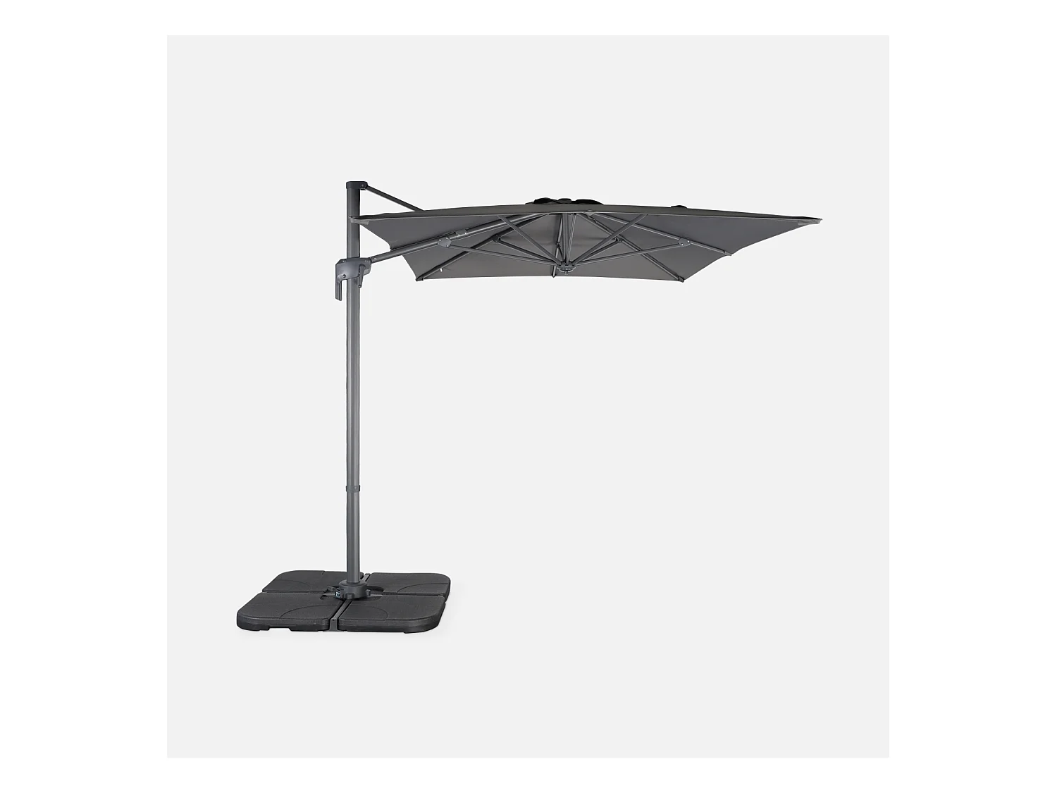Parasol desplazado rectangular 3x2m gris