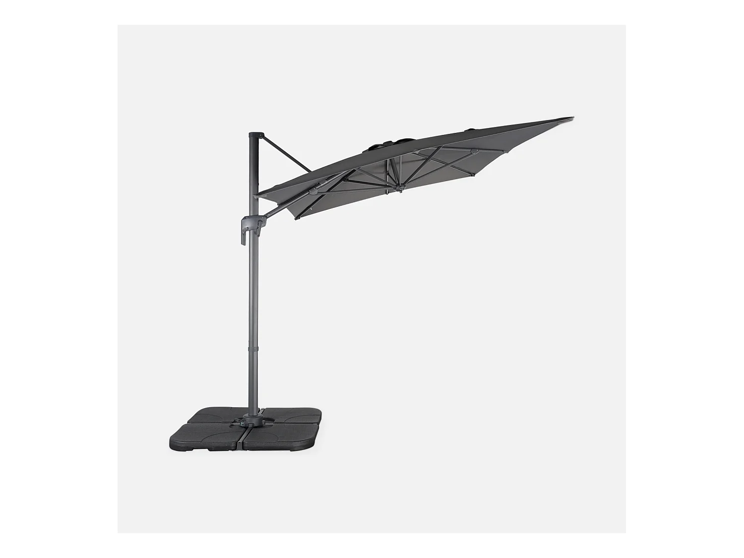 Parasol desplazado rectangular 3x2m gris