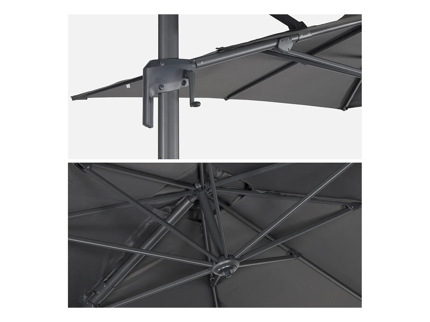 Parasol desplazado rectangular 3x2m gris