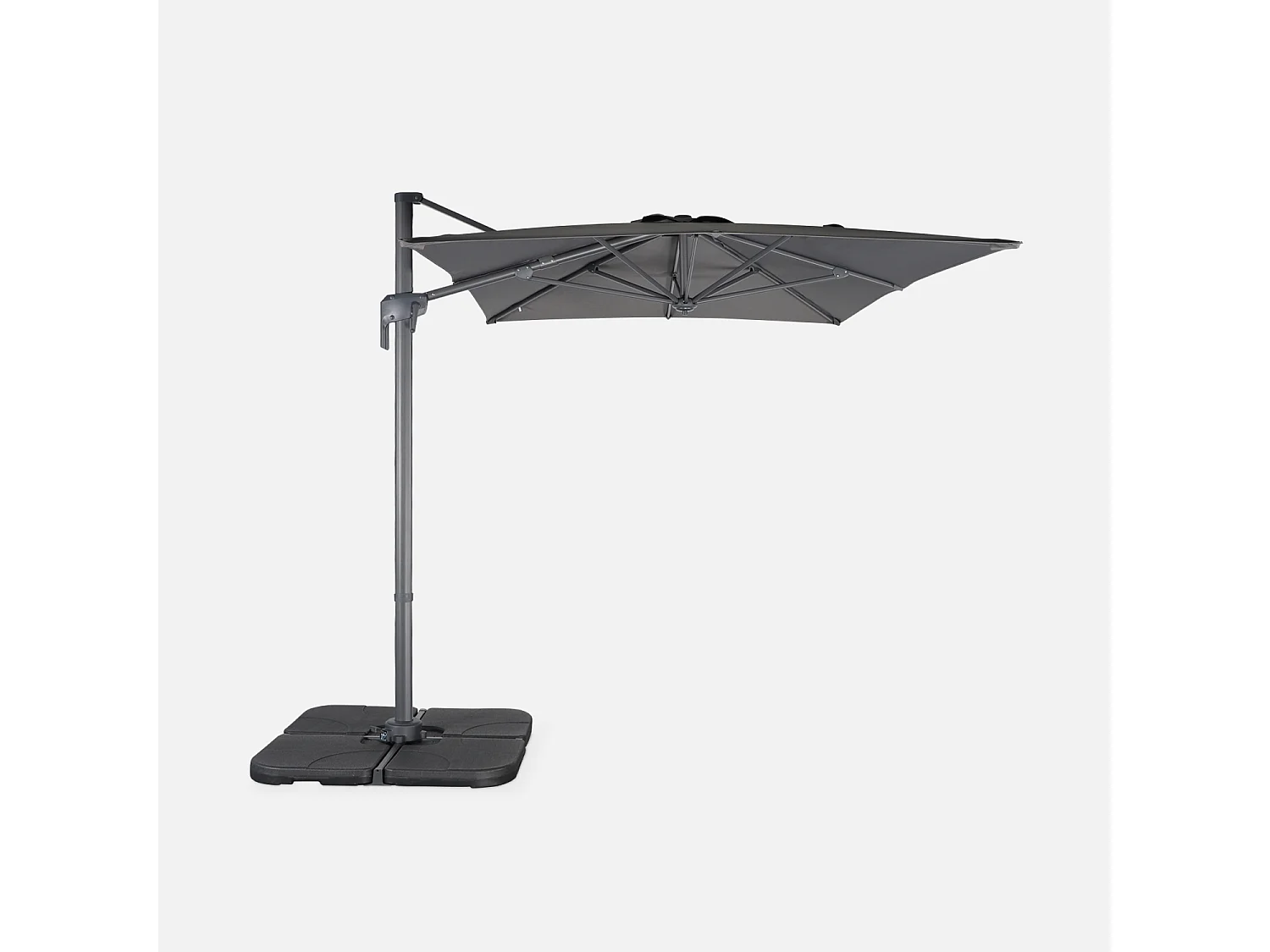Parasol desplazado rectangular 3x2m gris