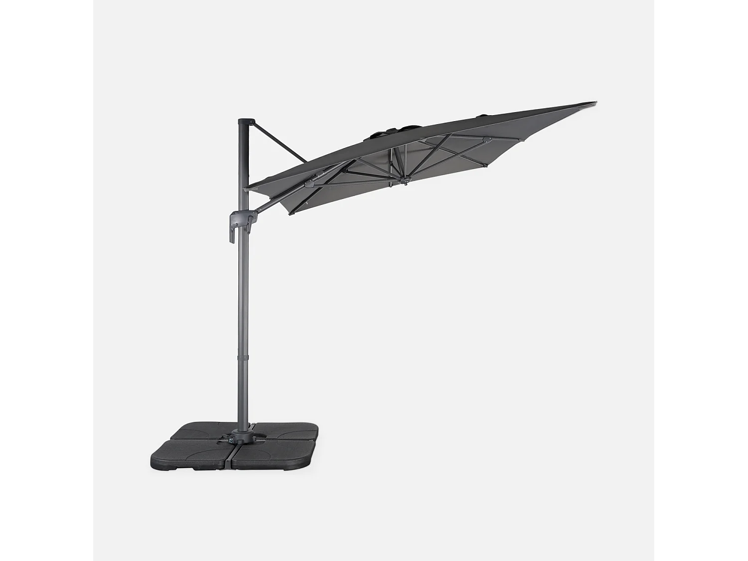Parasol desplazado rectangular 3x2m gris