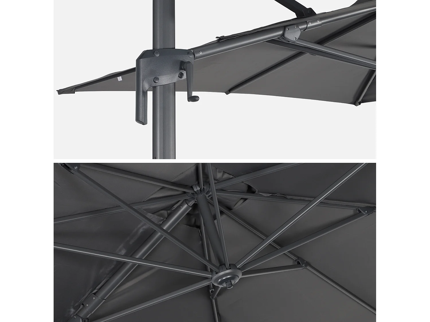 Parasol desplazado rectangular 3x2m gris