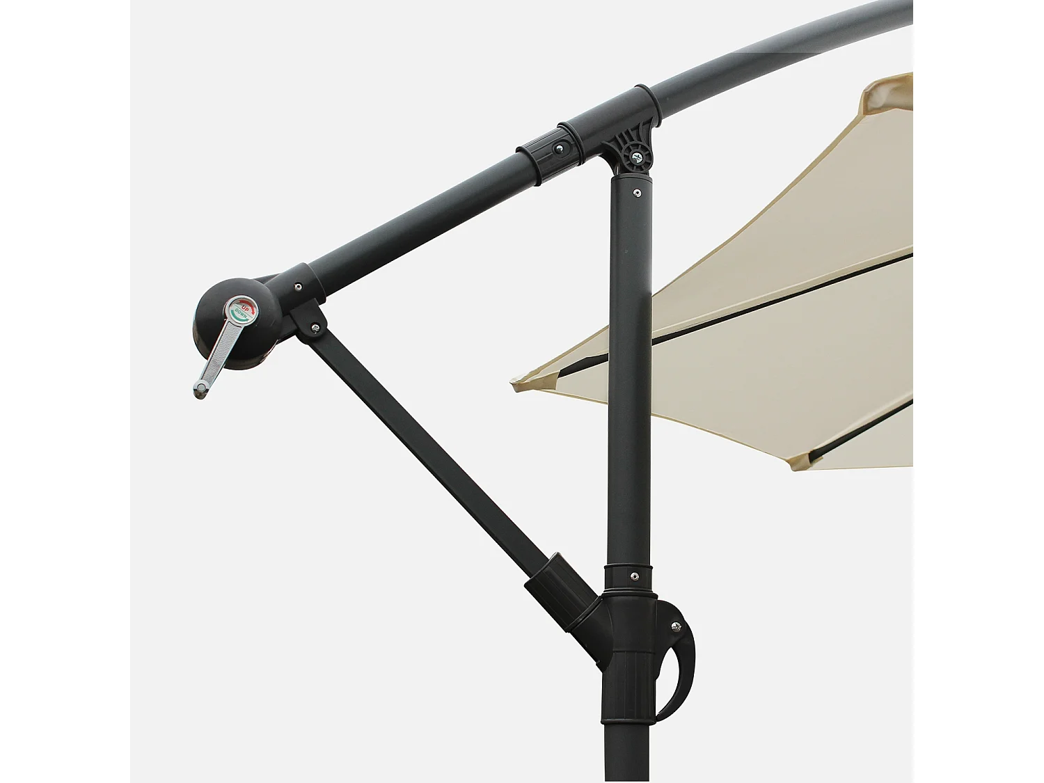 Parasol déporté rond Ø300cm  - Hardelot - Ecru - Manivelle anti-retour | Toile déperlante | Facile à utiliser