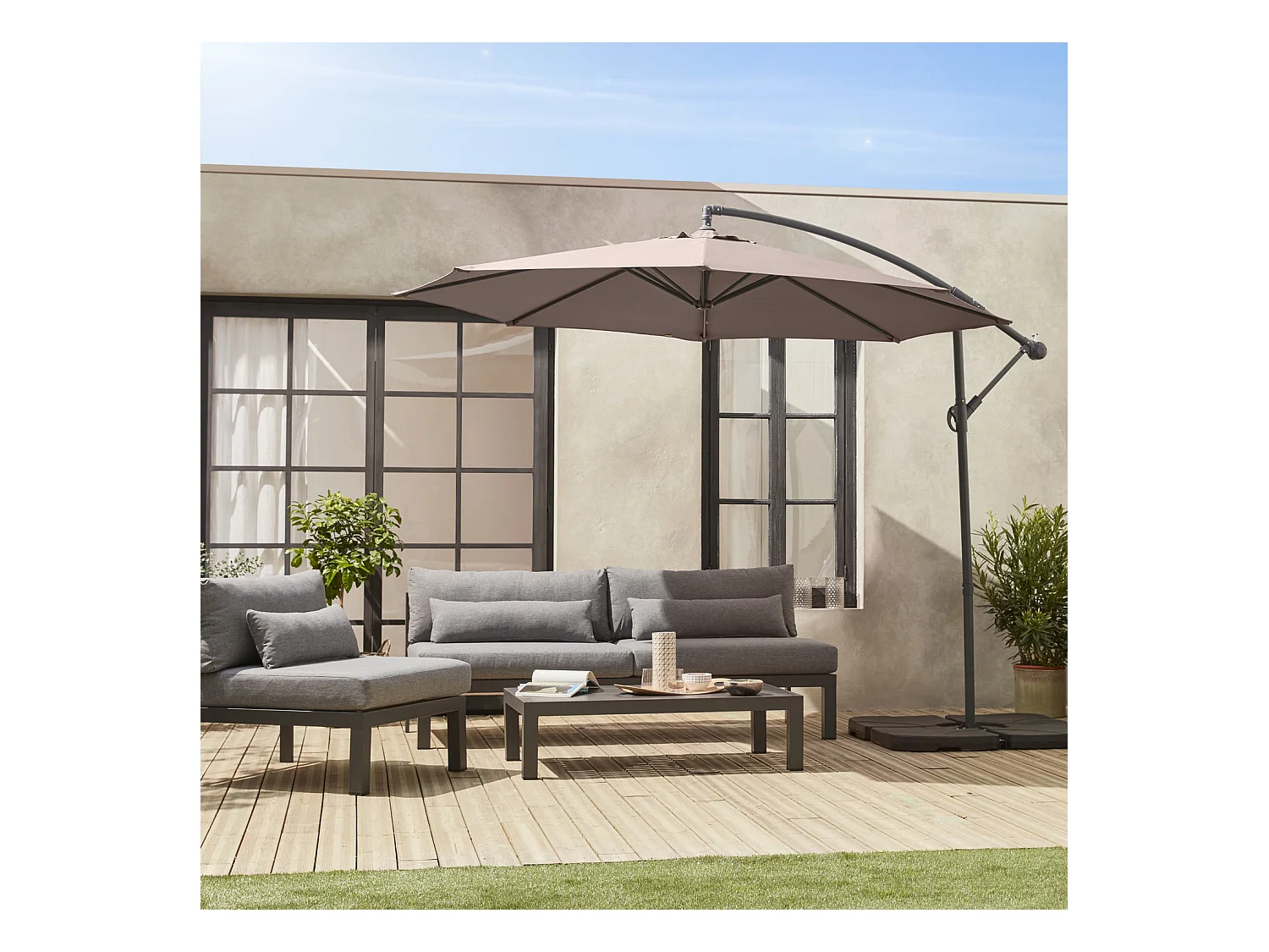 Ombrellone rotondo offset, 350cm, beige