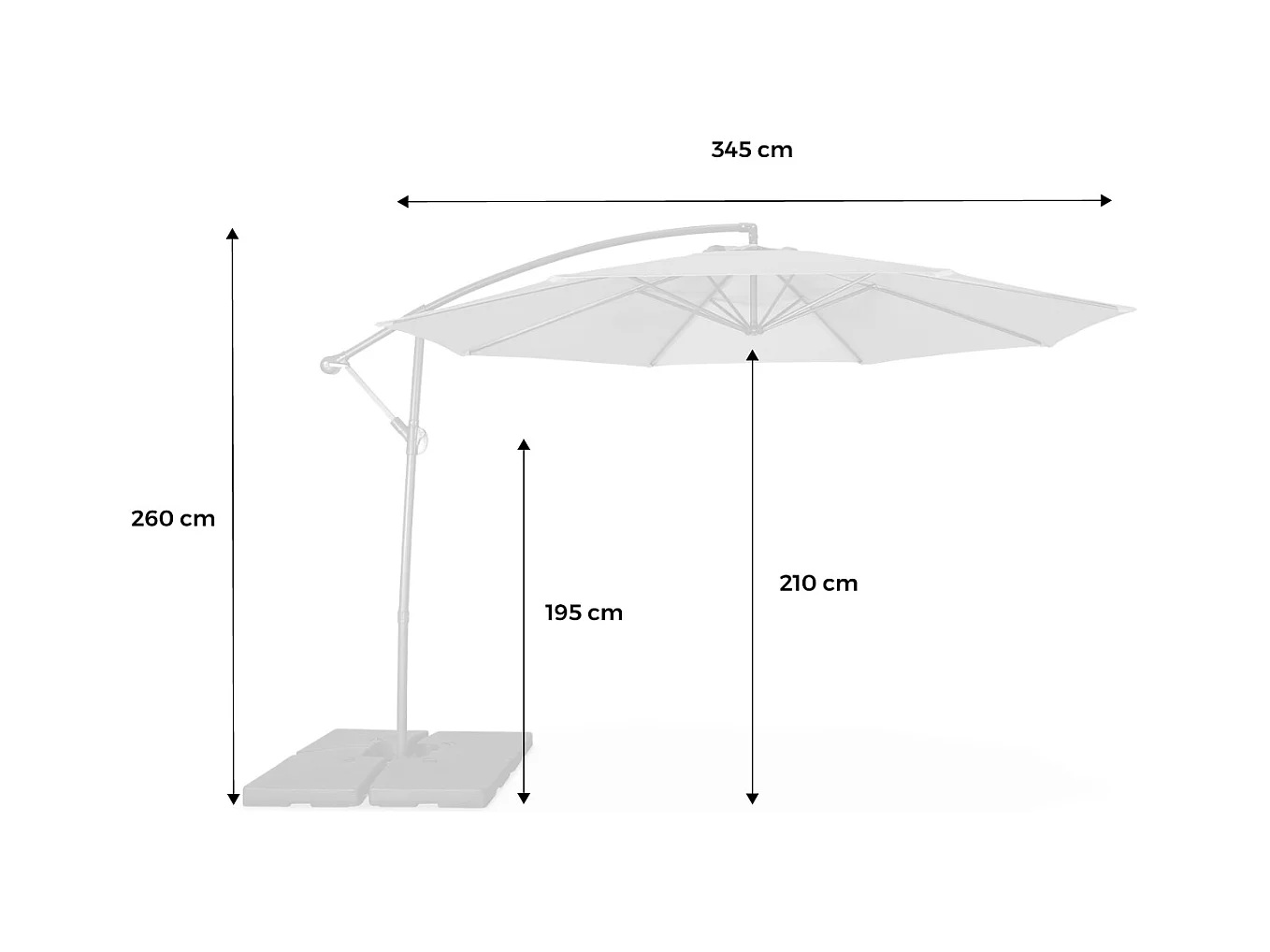 Ombrellone rotondo offset, 350cm, beige