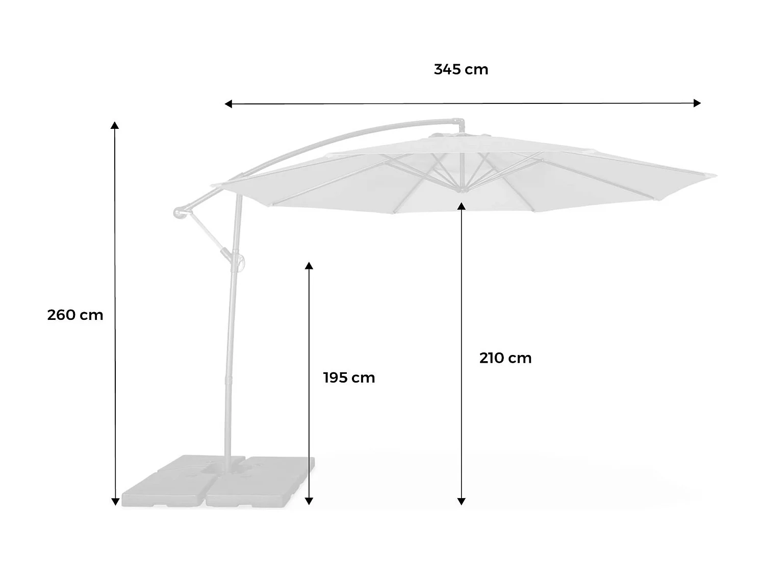 Sombrilla redonda, 350cm pardo