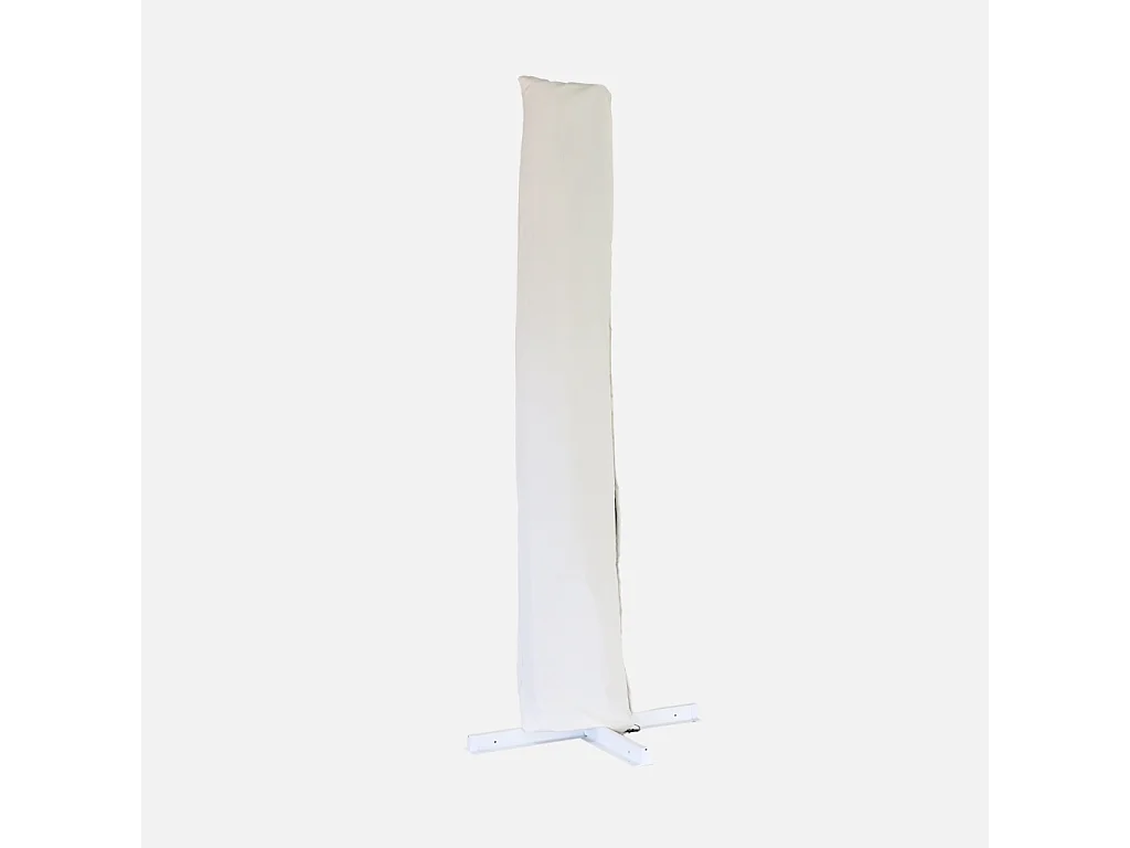 Parasol desplazado rectangular 3x4m, mástil efecto madera. Crudo