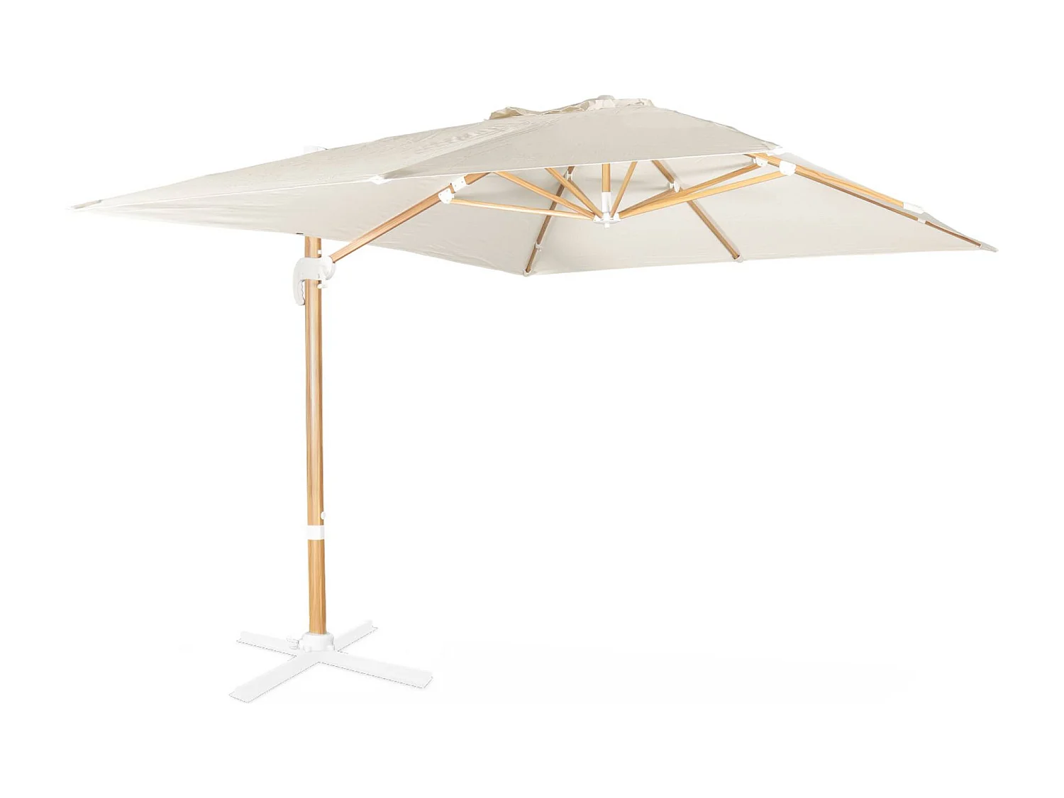 Parasol déporté rectangulaire  3x4m - Wimereux - Ecru - Parasol excentré inclinable dans 5 positions. rotatif à 360°.