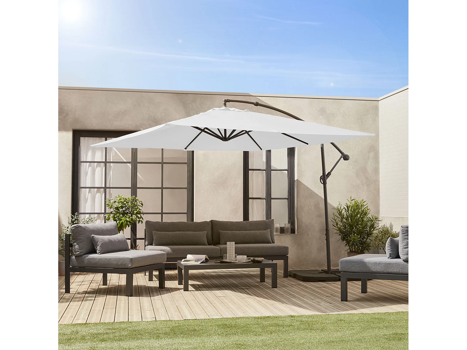 Parasol 3x3m cuadrado crudo