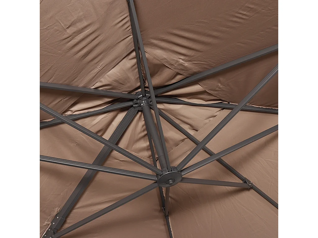 Parasol déporté rectangulaire 3x4m - Wimereux - Taupe- Parasol excentré inclinable dans 5 positions. rotatif à 360°.