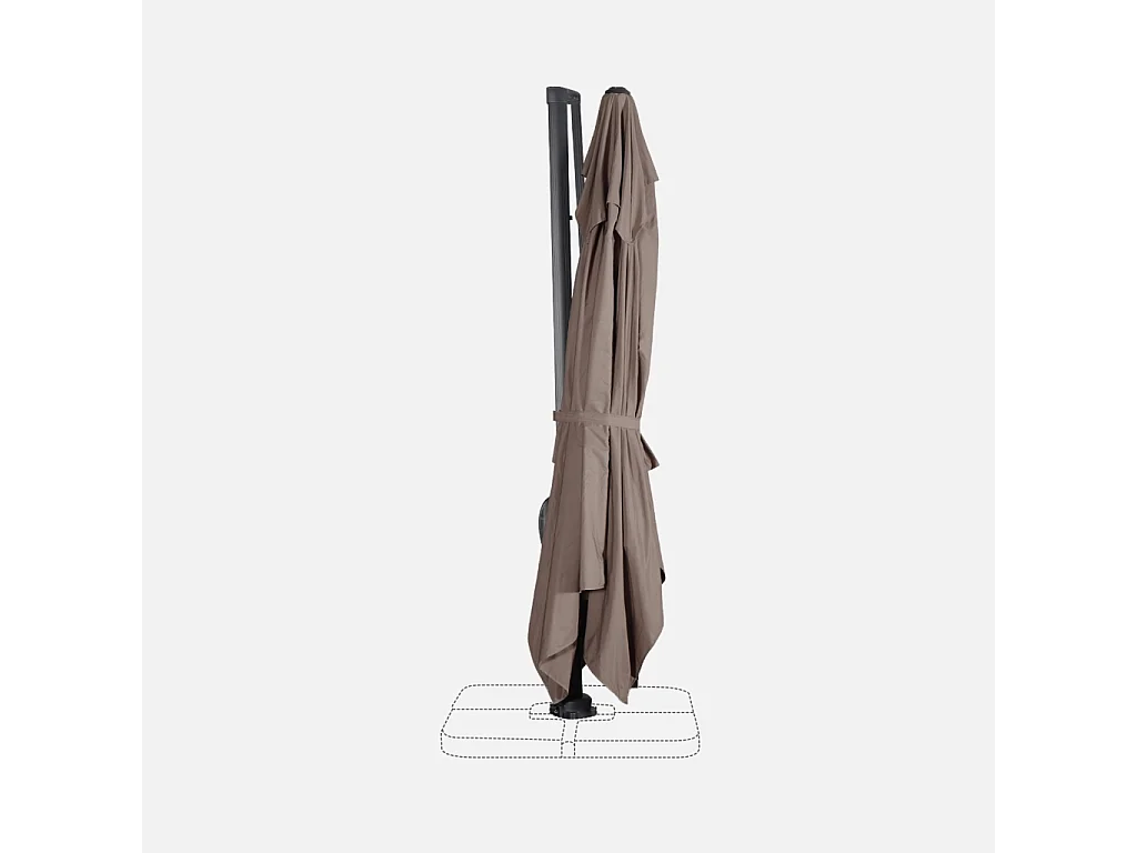 Ombrellone rettangolare, 3x4m + base, talpa