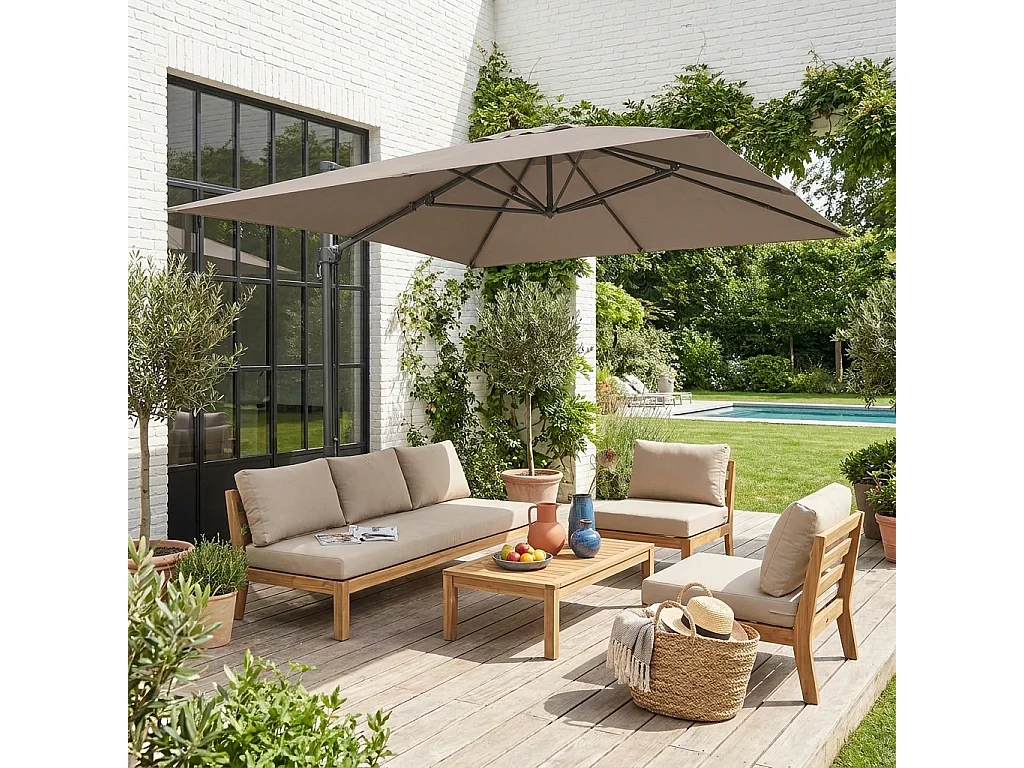 Ombrellone rettangolare, 3x4m + base, talpa