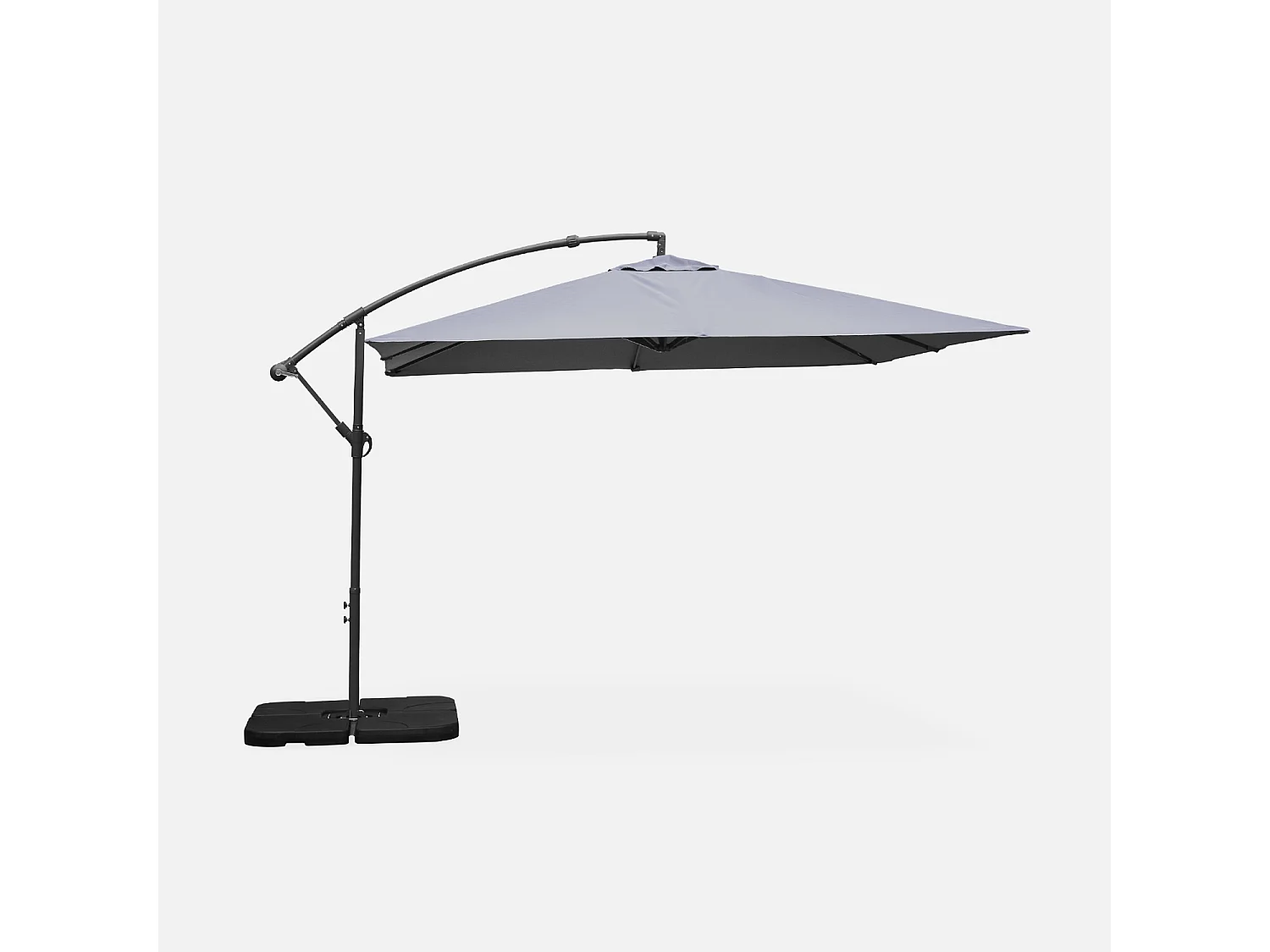 Parasol déporté carré 3x3m - Hardelot 3x3m - Gris - Manivelle anti-retour | Toile déperlante | Facile à utiliser
