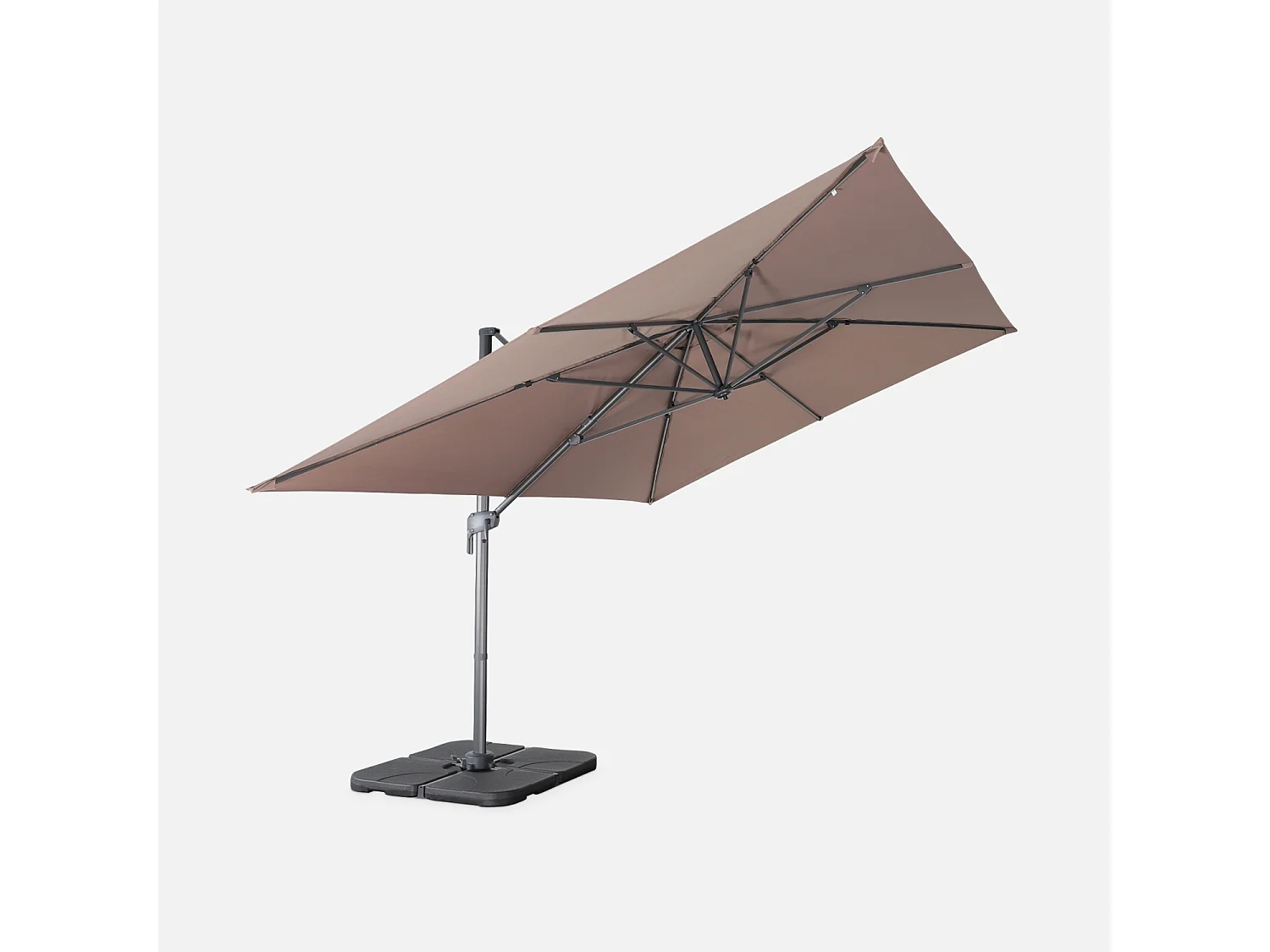 Parasol 3x4m rectangular desplazado pardo