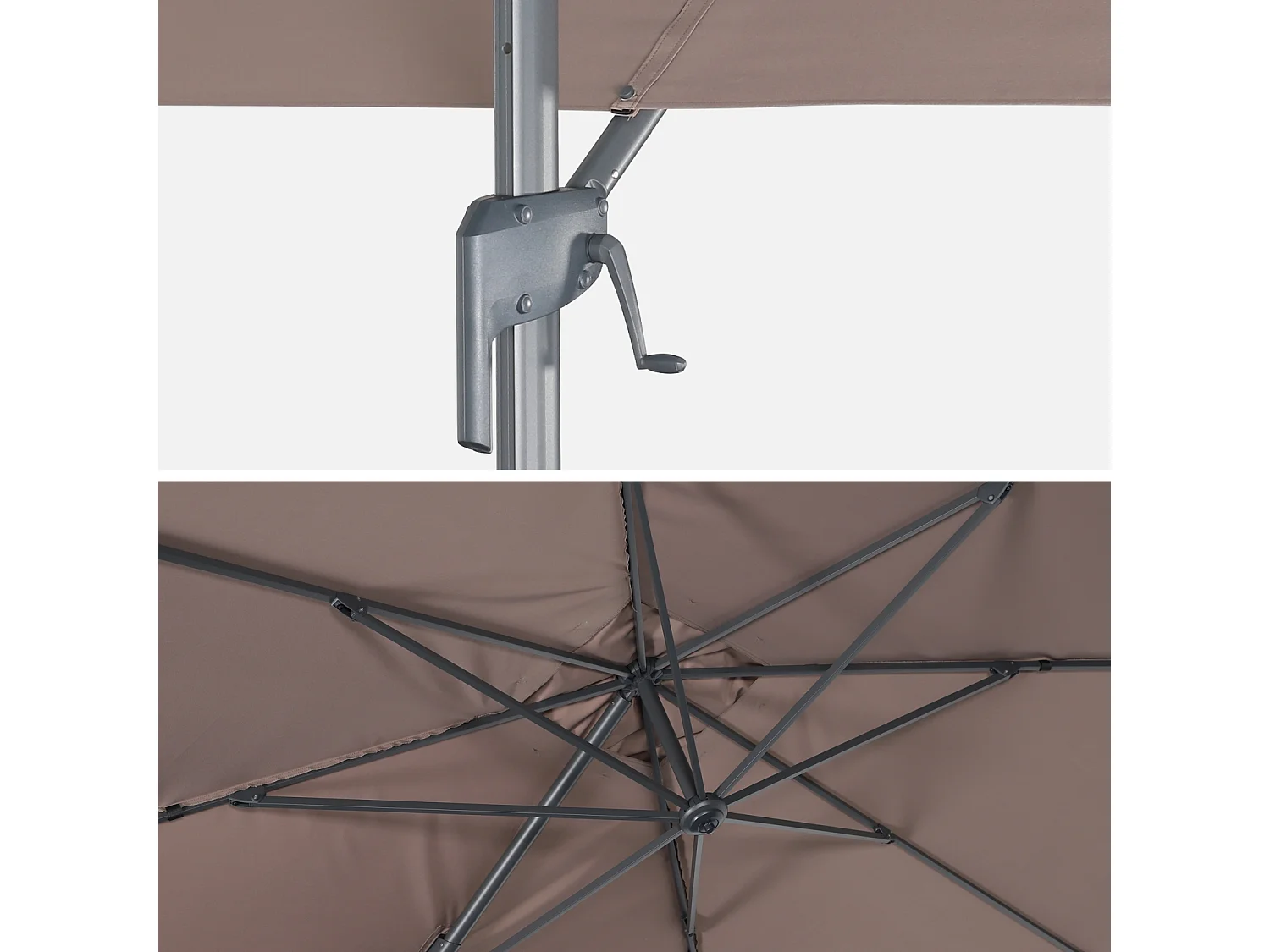 Parasol 3x4m rectangular desplazado pardo