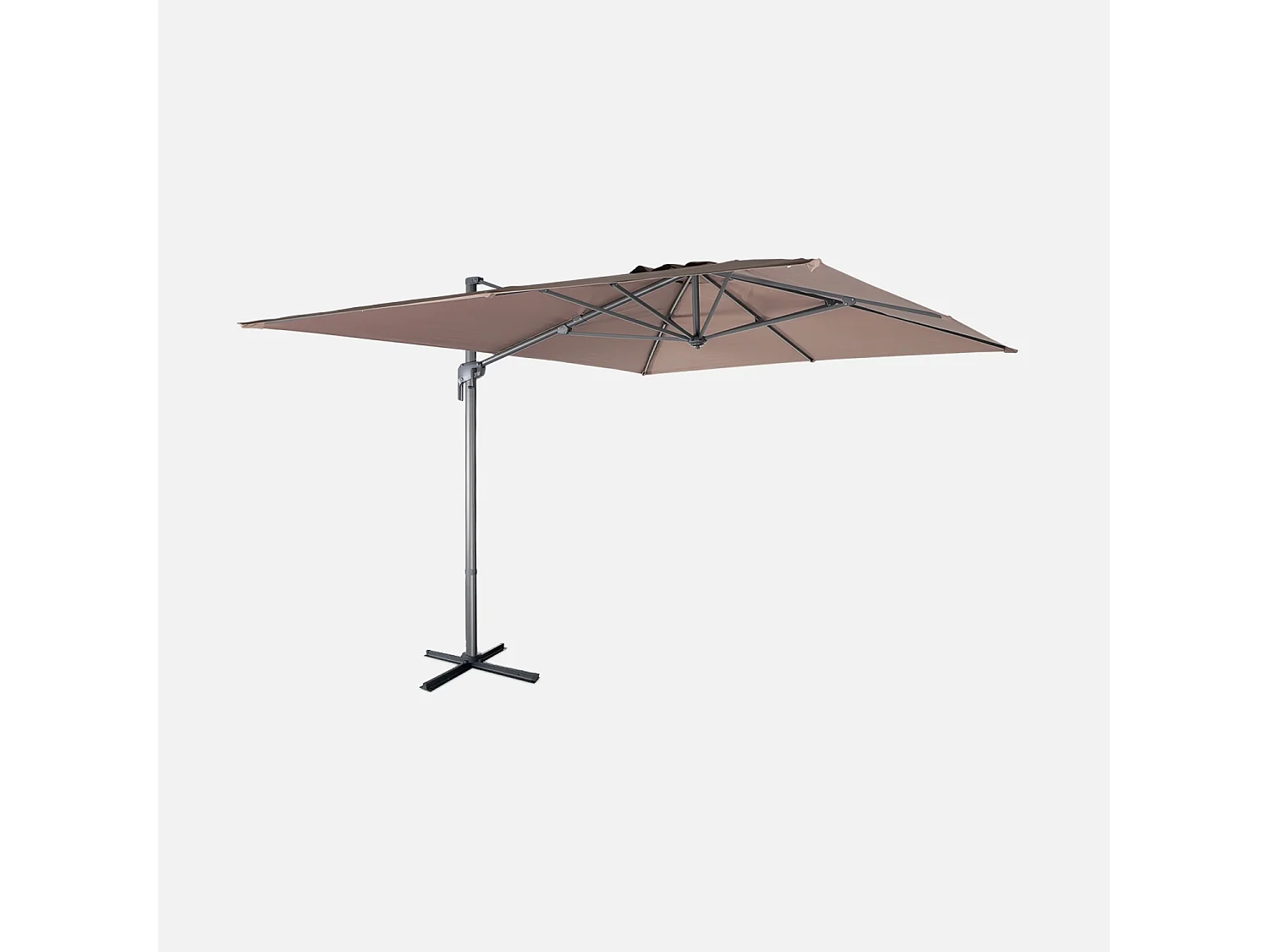 Parasol déporté rectangulaire 3x4m – Antibes – taupe – parasol déporté. inclinable. rabattable et rotatif à 360°