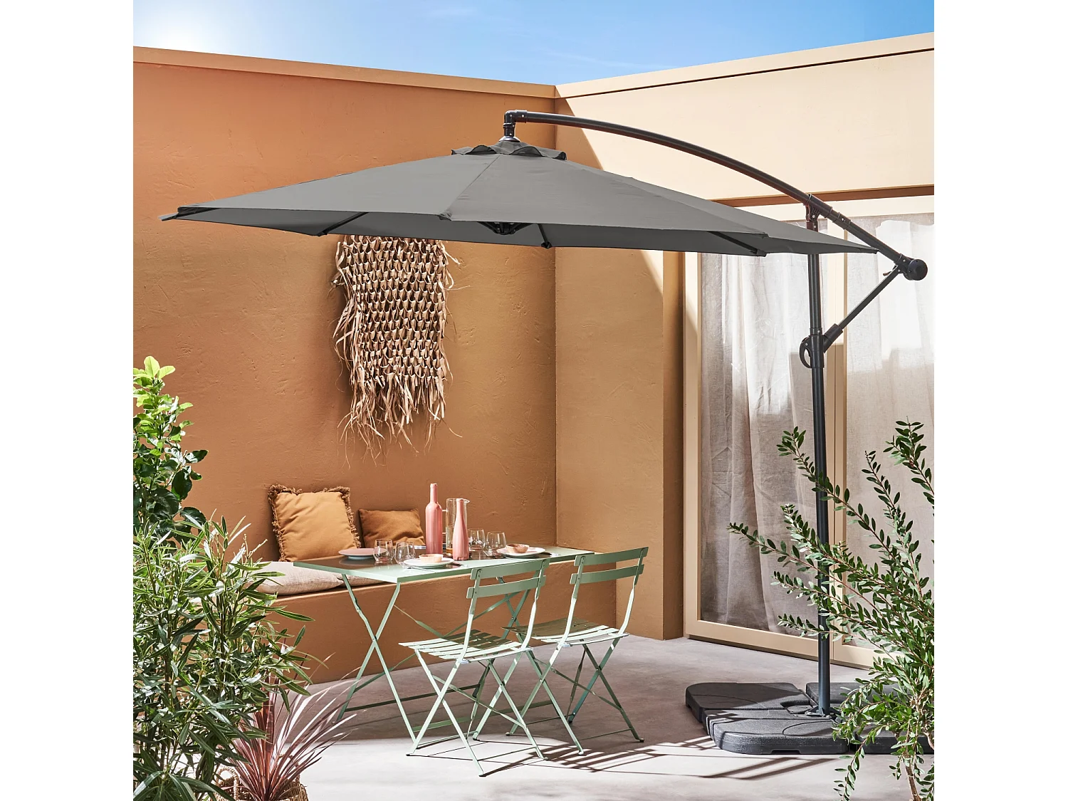 Parasol redondo 3m gris