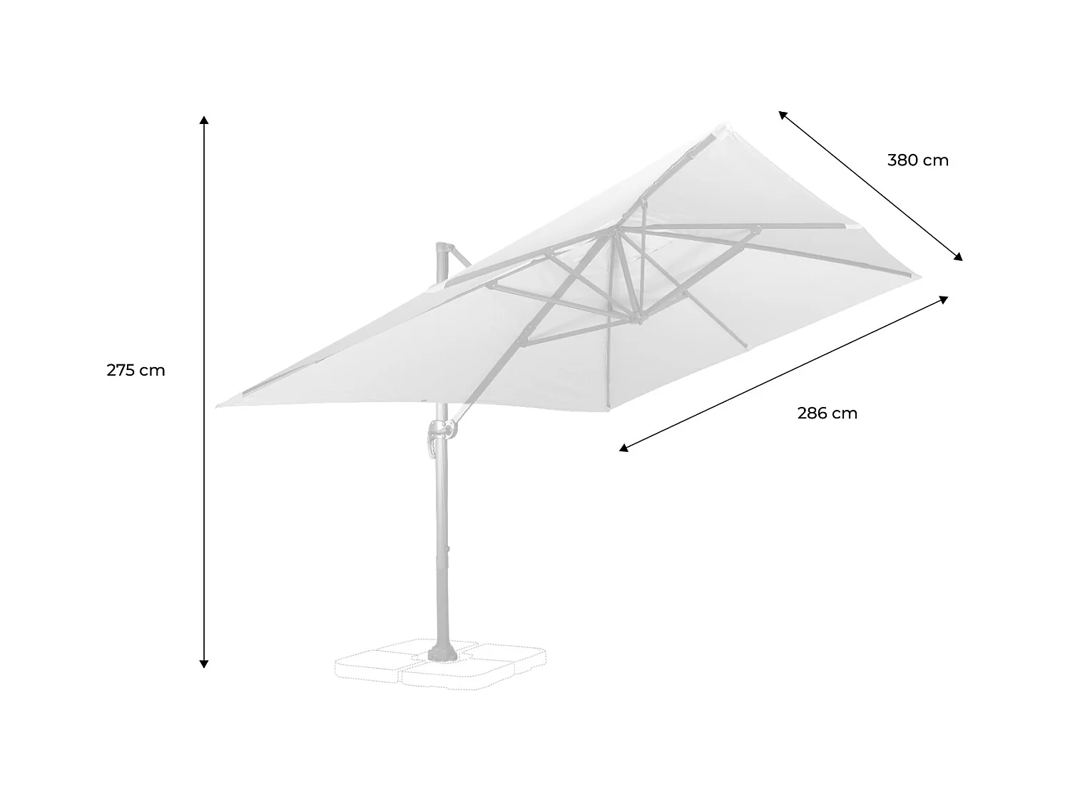 Parasol déporté rectangulaire 3x4m - Wimereux - Ecru - Parasol excentré inclinable dans 5 positions. rotatif à 360°.