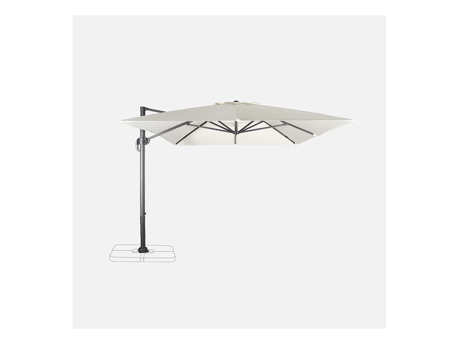 Parasol déporté rectangulaire 3x4m - Wimereux - Ecru - Parasol excentré inclinable dans 5 positions. rotatif à 360°.