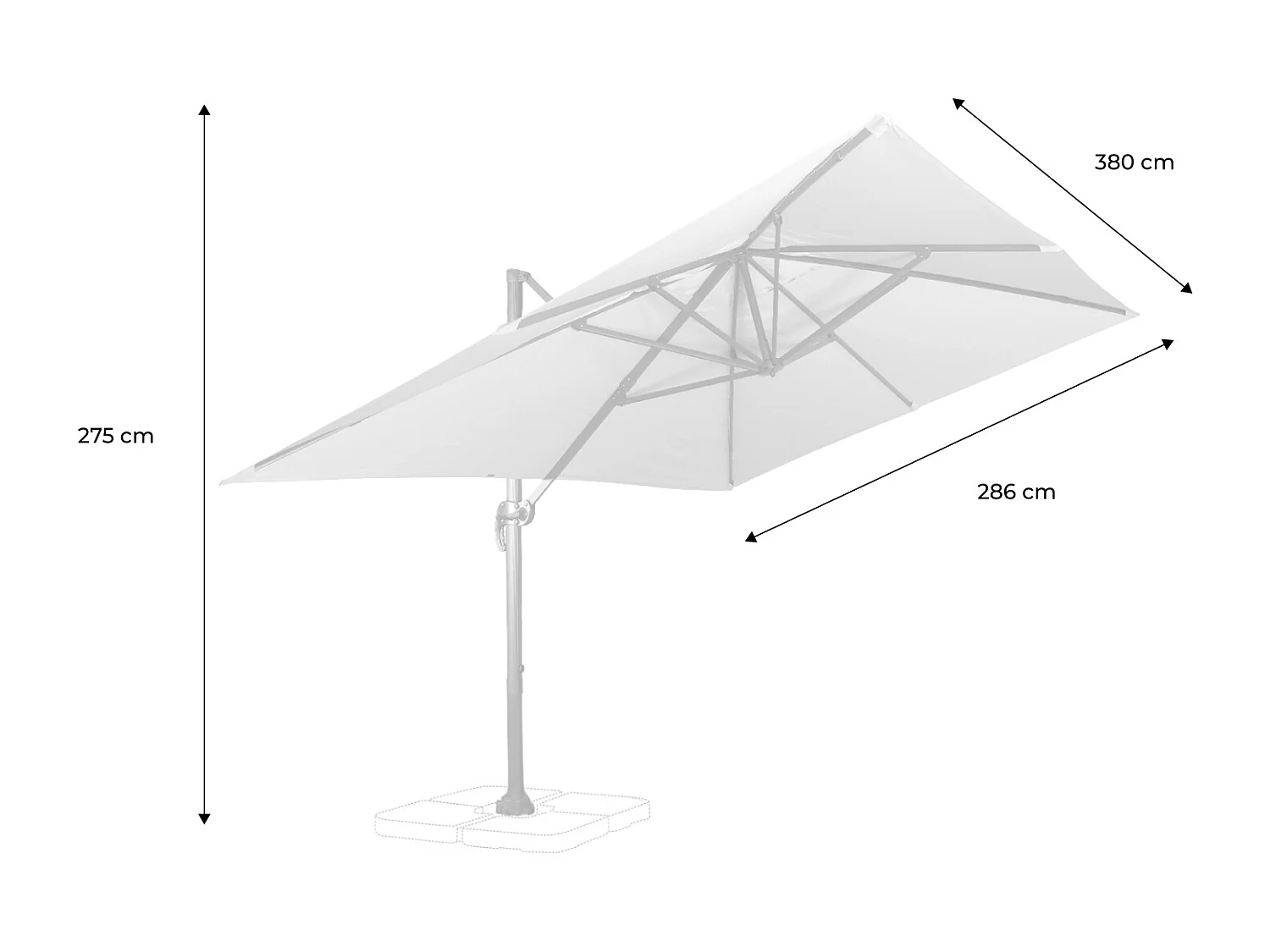 3x4m parasol desplazado rectangular crudo