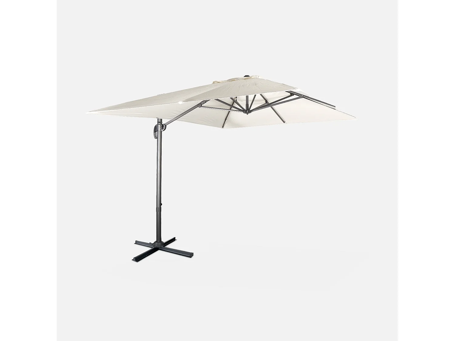Ombrellone rettangolare, 3x4m + base, ecrù