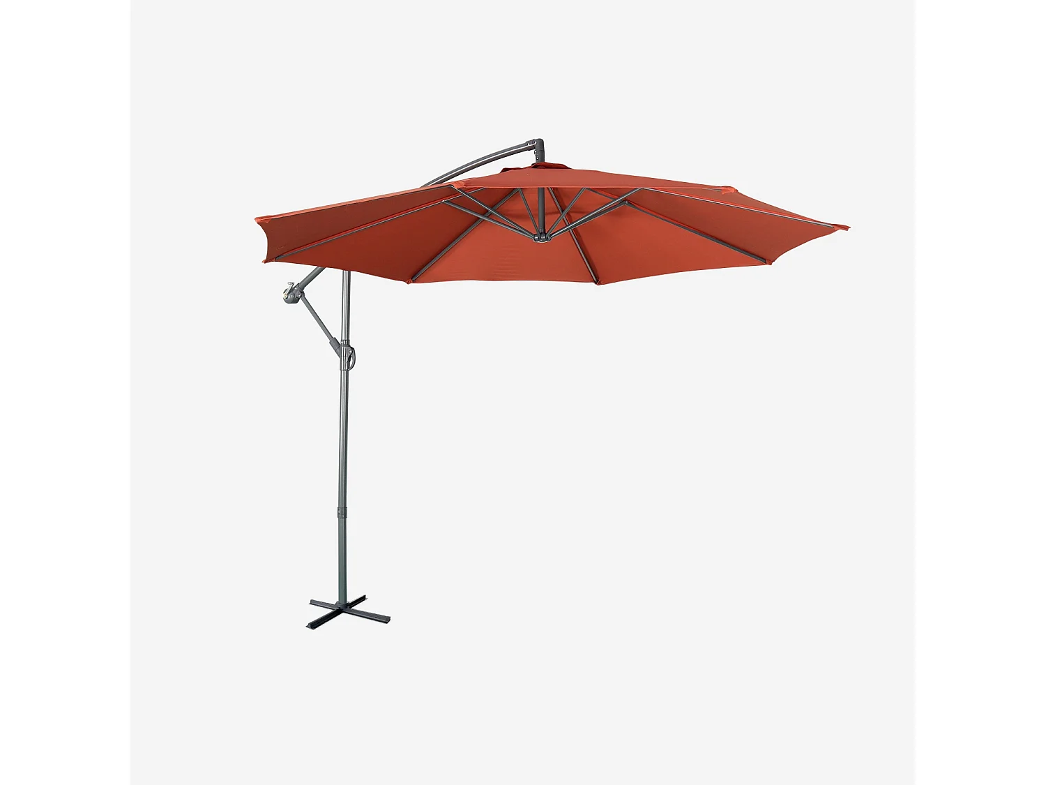 Parasol déporté rond Ø300cm  - Hardelot - Terracotta - Manivelle anti-retour | Toile déperlante | Facile à utiliser