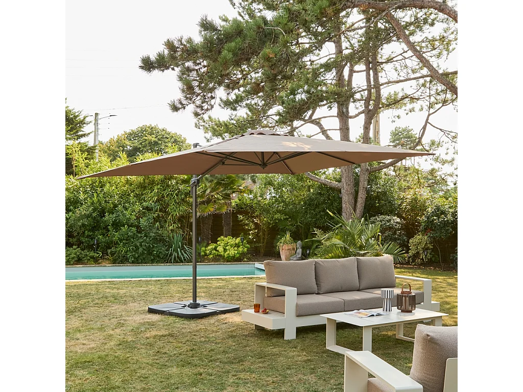 3x4m ombrellone rettangolare decentrato, beige