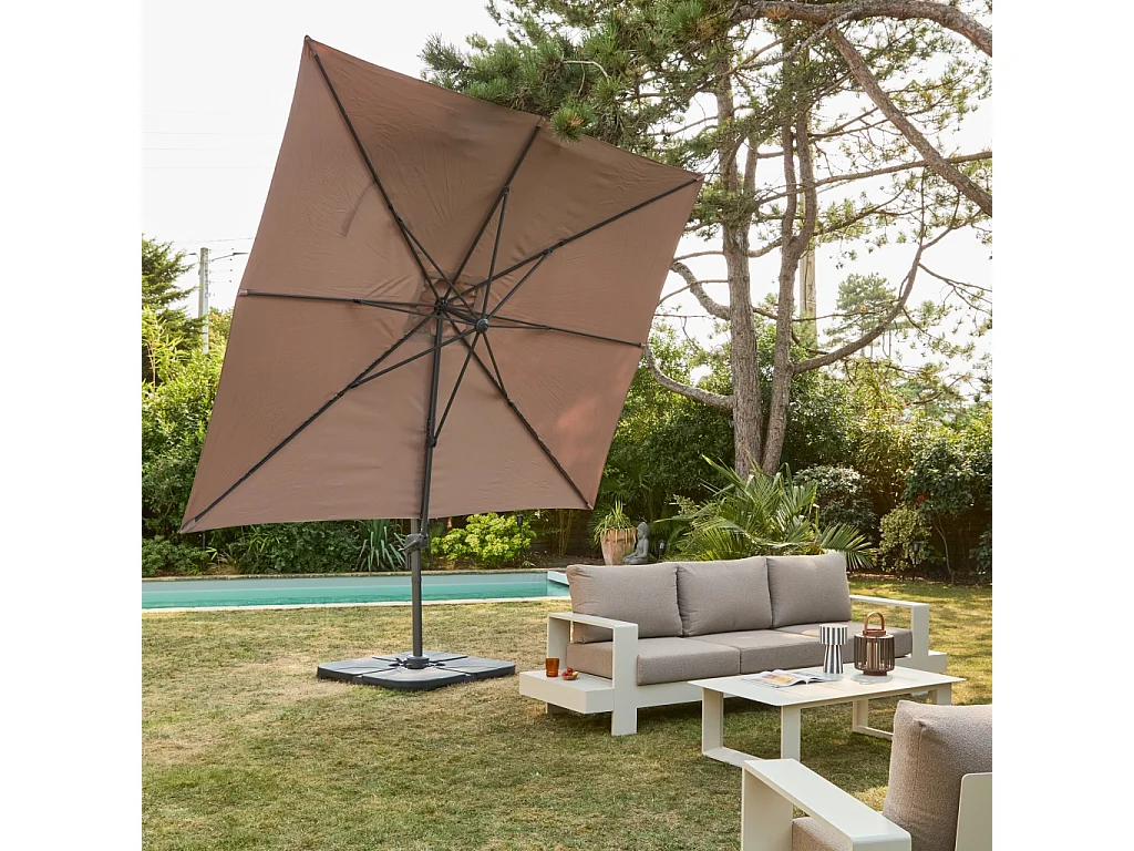 3x4m ombrellone rettangolare decentrato, beige