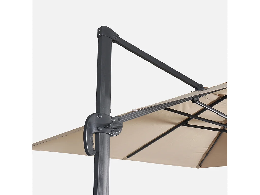 Parasol déporté rectangulaire 3x4m - Wimereux- Beige - Parasol excentré inclinable et rotatif à 360°.