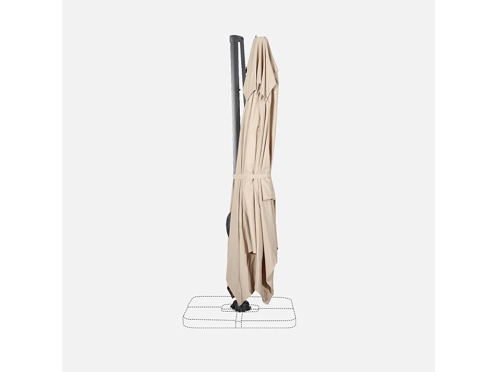 Ombrellone rettangolare, 3x4m + base, beige