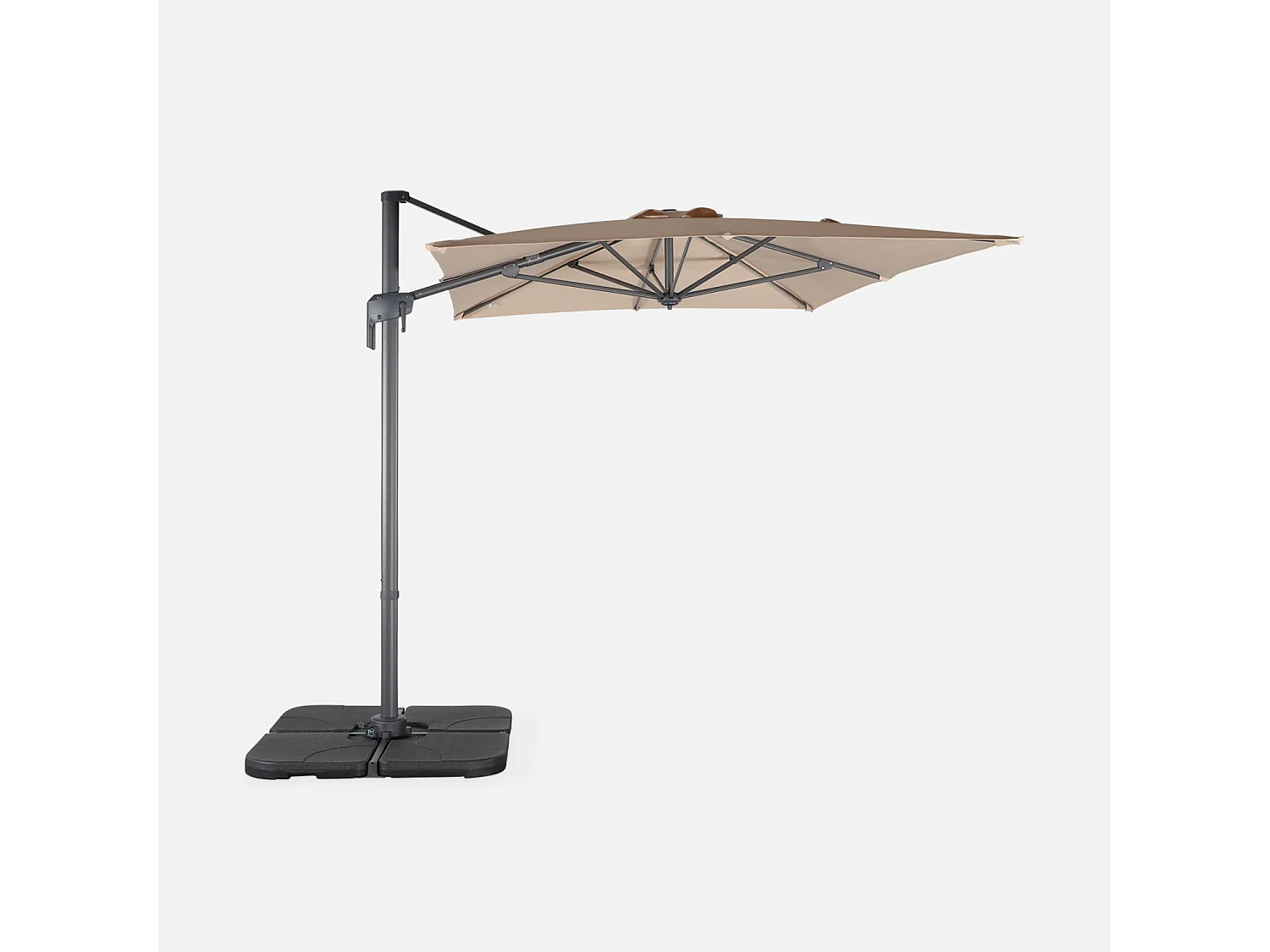 Parasol déporté rectangulaire 2x3m - Antibes - Beige - Parasol excentré inclinable. rabattable et rotatif à 360°.