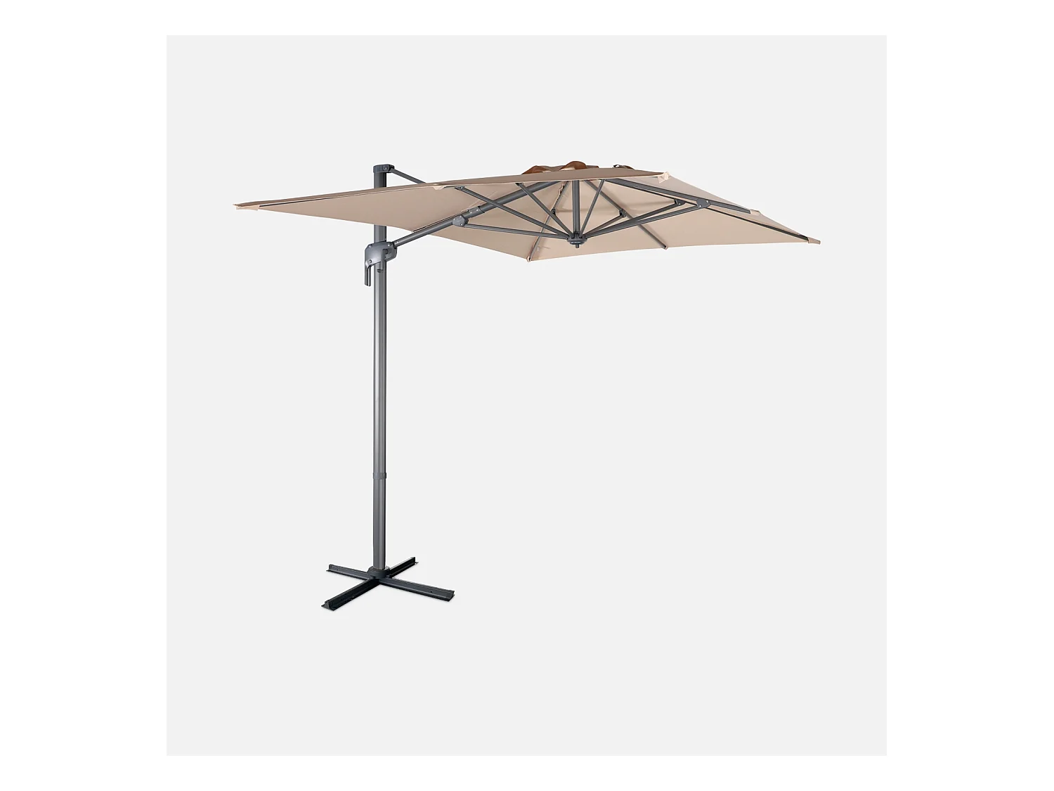 Parasol déporté rectangulaire 2x3m - Antibes - Beige - Parasol excentré inclinable. rabattable et rotatif à 360°.