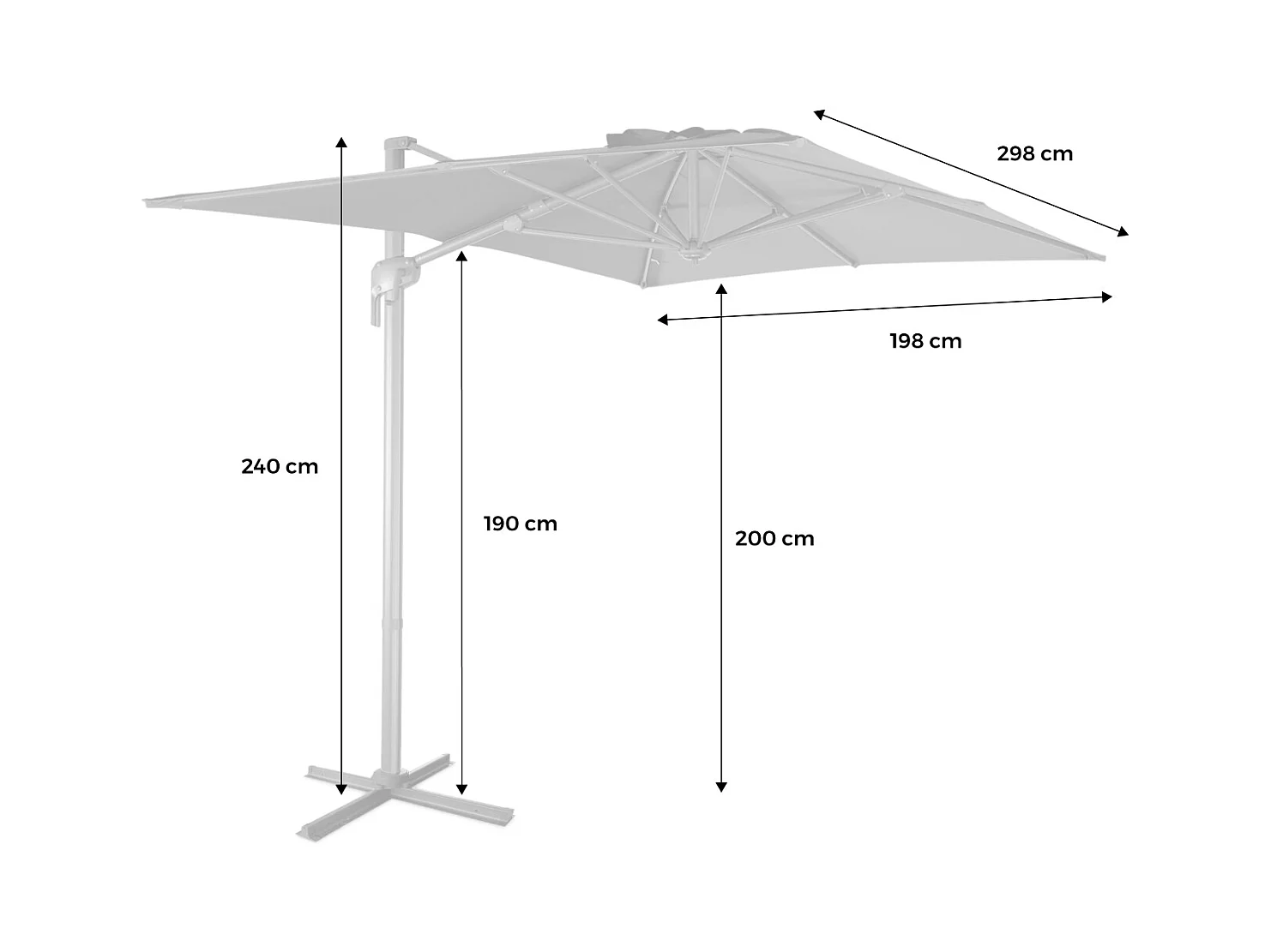 Parasol desplazado rectangular 3x2m beige