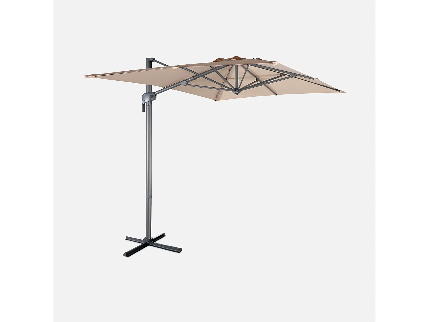 Parasol déporté rectangulaire 2x3m - Antibes - Beige - Parasol excentré inclinable. rabattable et rotatif à 360°.