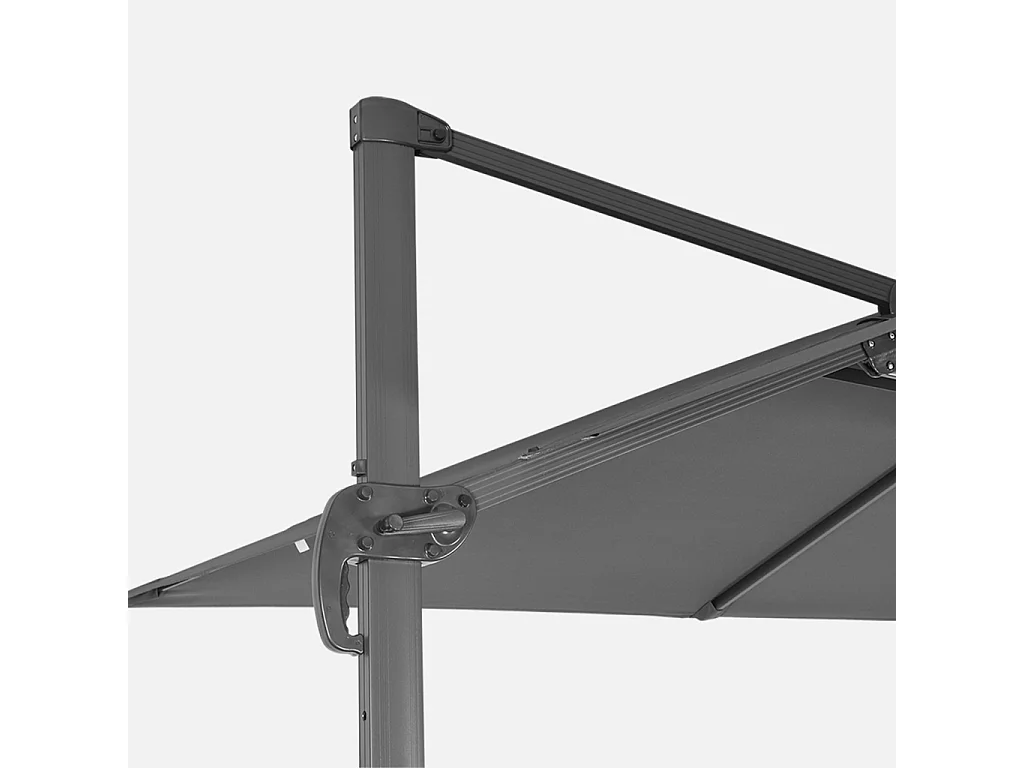 Parasol déporté rectangulaire 3x4 m - Wimereux - Gris - Parasol excentré inclinable dans 6 positions. rotatif à 360°.