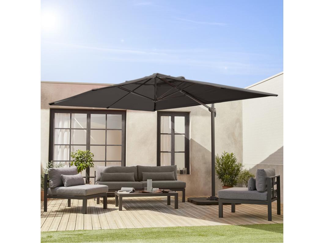 3x4m parasol desplazado rectangular gris