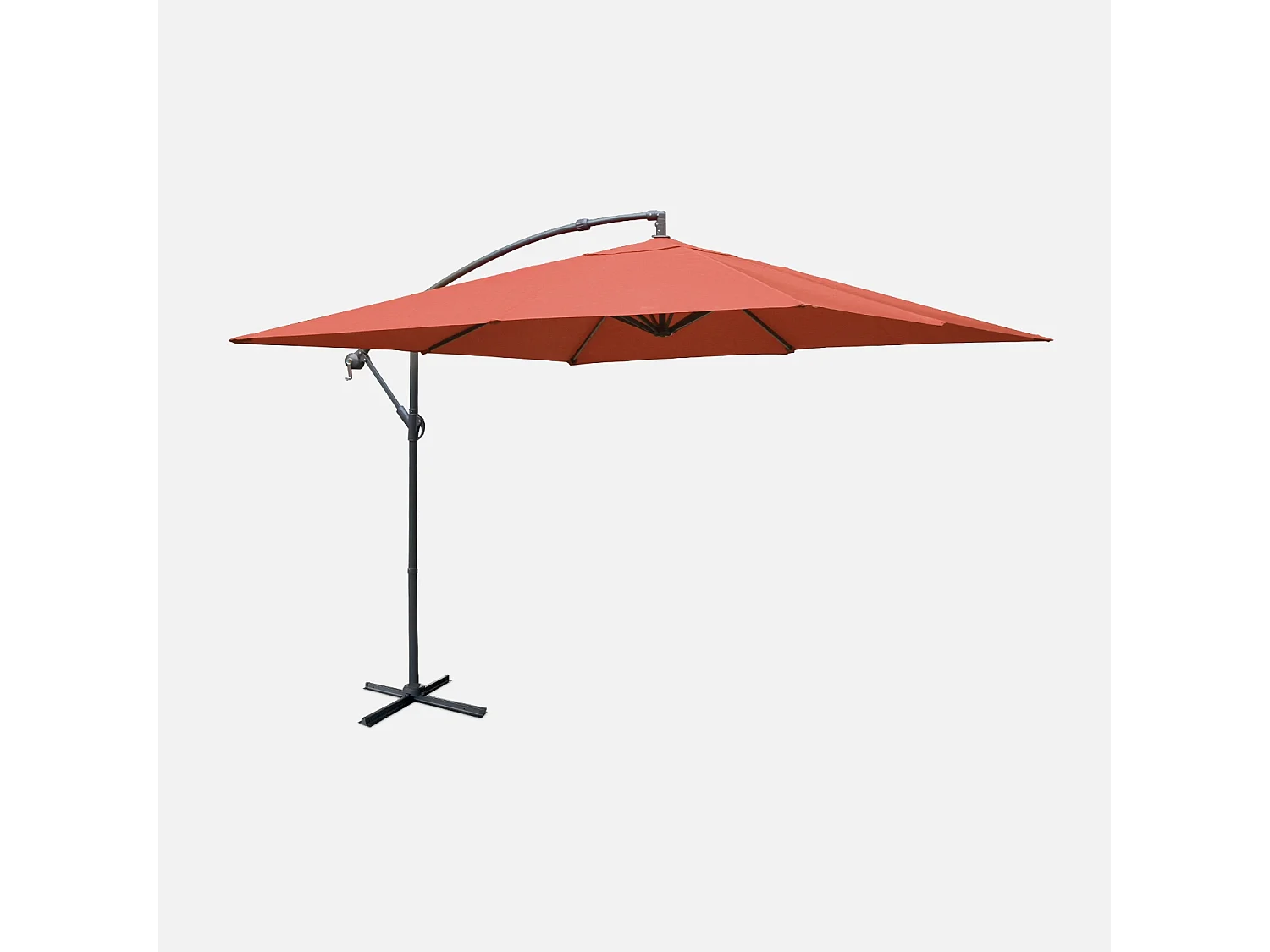 Parasol déporté carré 3x3m - Hardelot 3x3m - Terracotta - Manivelle anti-retour | Toile déperlante | Facile à utiliser